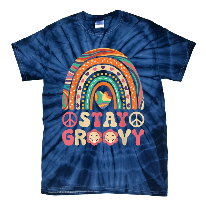 Stay Groovy 60s Outfit 70s Theme Costume Cute Rainbow Hippie Tie-Dye T-Shirt