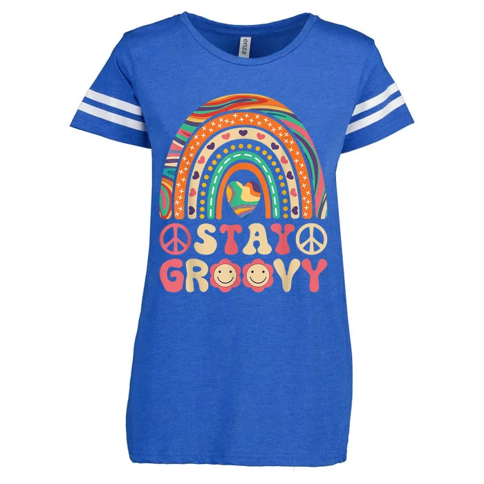 Stay Groovy 60s Outfit 70s Theme Costume Cute Rainbow Hippie Enza Ladies Jersey Football T-Shirt