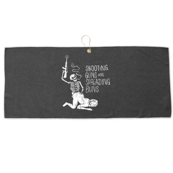 Shooting Guns And Spreading Buns Tees Large Microfiber Waffle Golf Towel