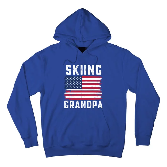 Skiing Grandpa American Flag July 4th Gift Tall Hoodie