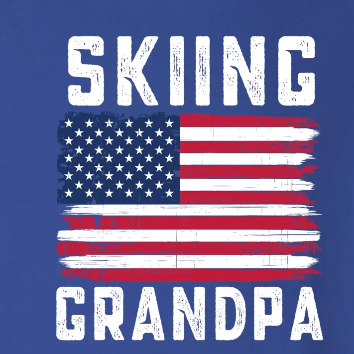 Skiing Grandpa American Flag July 4th Gift Toddler Long Sleeve Shirt