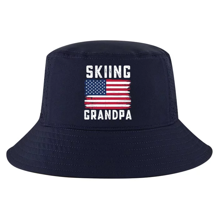 Skiing Grandpa American Flag July 4th Gift Cool Comfort Performance Bucket Hat