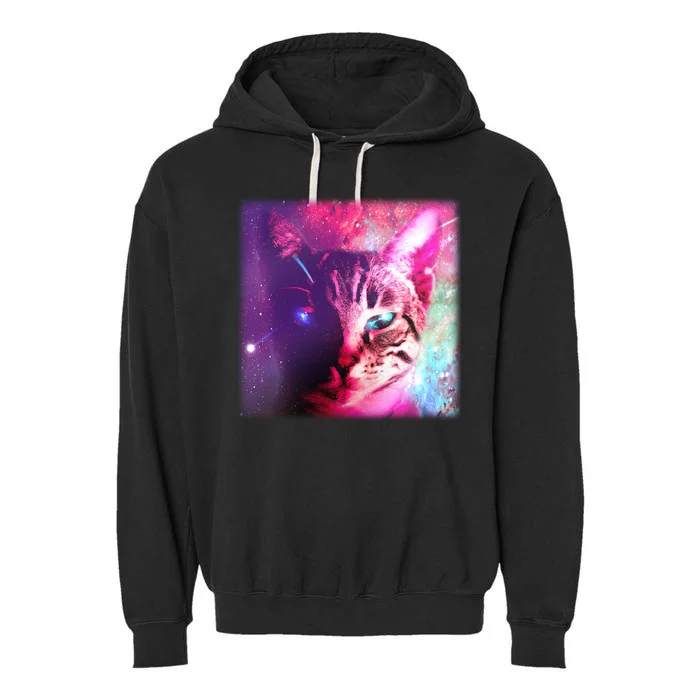 Spacy Galaxy Alien Cat Garment-Dyed Fleece Hoodie