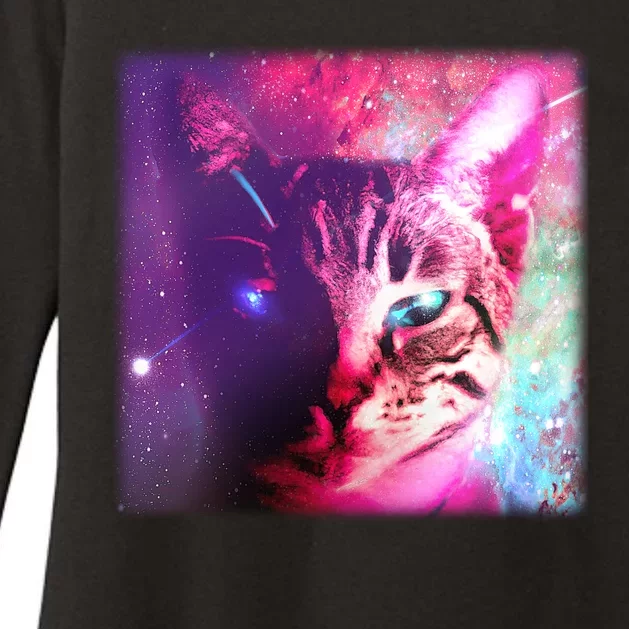 Spacy Galaxy Alien Cat Womens CVC Long Sleeve Shirt