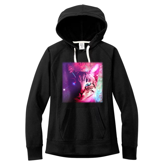 Spacy Galaxy Alien Cat Women's Fleece Hoodie