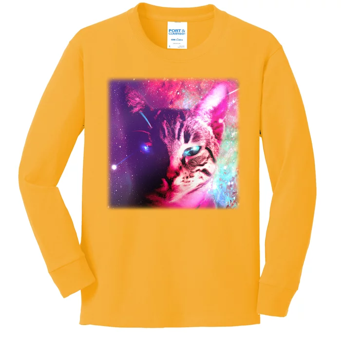 Spacy Galaxy Alien Cat Kids Long Sleeve Shirt