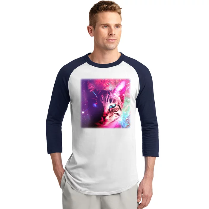 Spacy Galaxy Alien Cat Baseball Sleeve Shirt