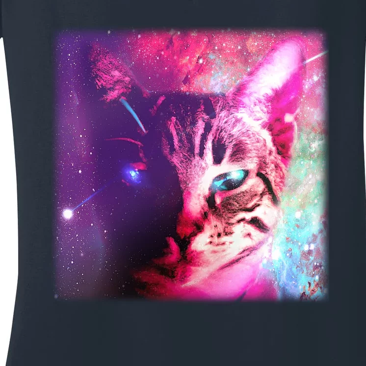 Spacy Galaxy Alien Cat Women's V-Neck T-Shirt