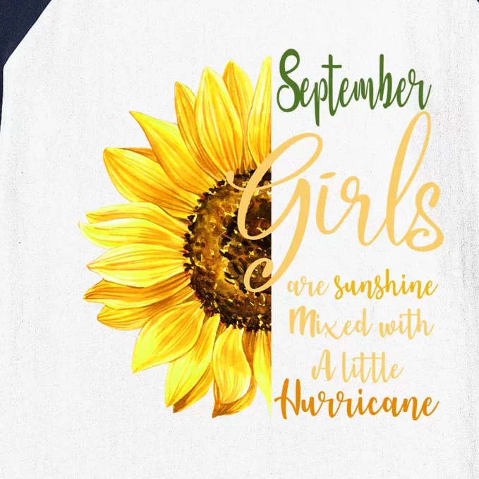 September Girl Are Sunshine Mixed Little Hurricane Flower Gift Baseball Sleeve Shirt