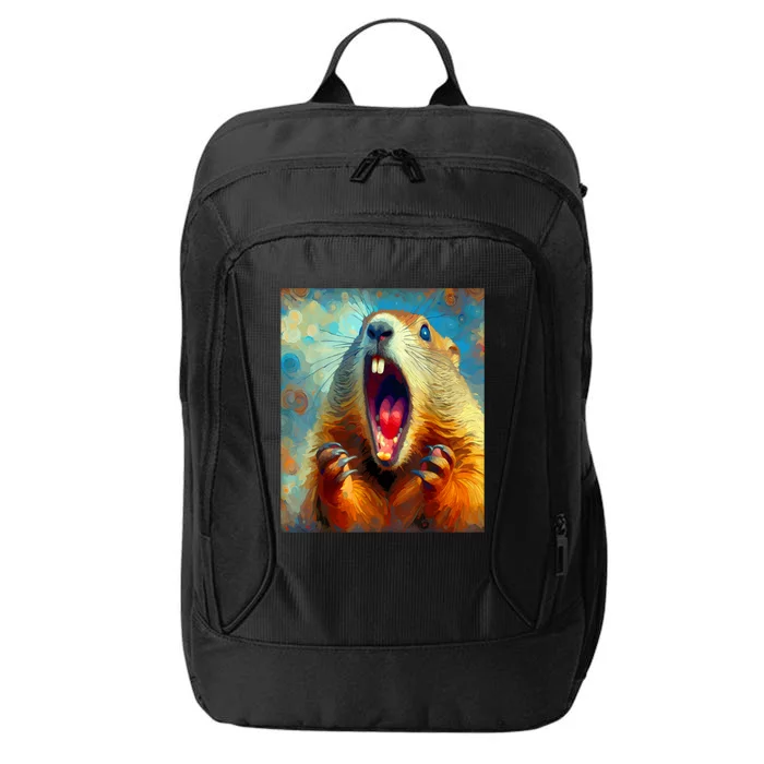 Scream Groundhog Artistic Groundhog Day City Backpack