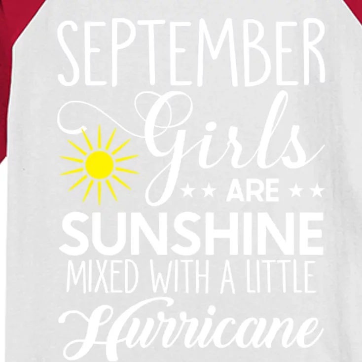 September Girls Are Sunshine Mixed With A Little Hurricane Gift Kids Colorblock Raglan Jersey