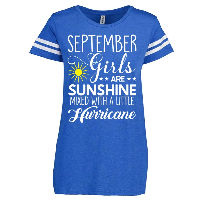 September Girls Are Sunshine Mixed With A Little Hurricane Gift Enza Ladies Jersey Football T-Shirt