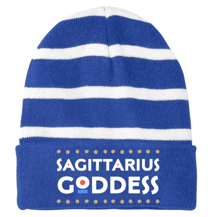 Sagittarius Goddess African American Black Melanin Funny Gift Striped Beanie with Solid Band