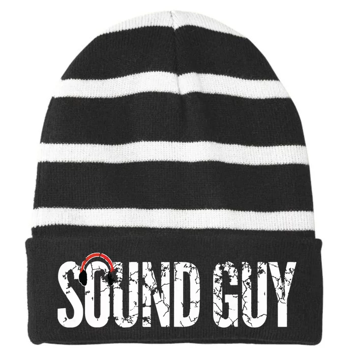 SOUND GUY Audio Engineer Shirts Music Fathers Day Gift Striped Beanie with Solid Band