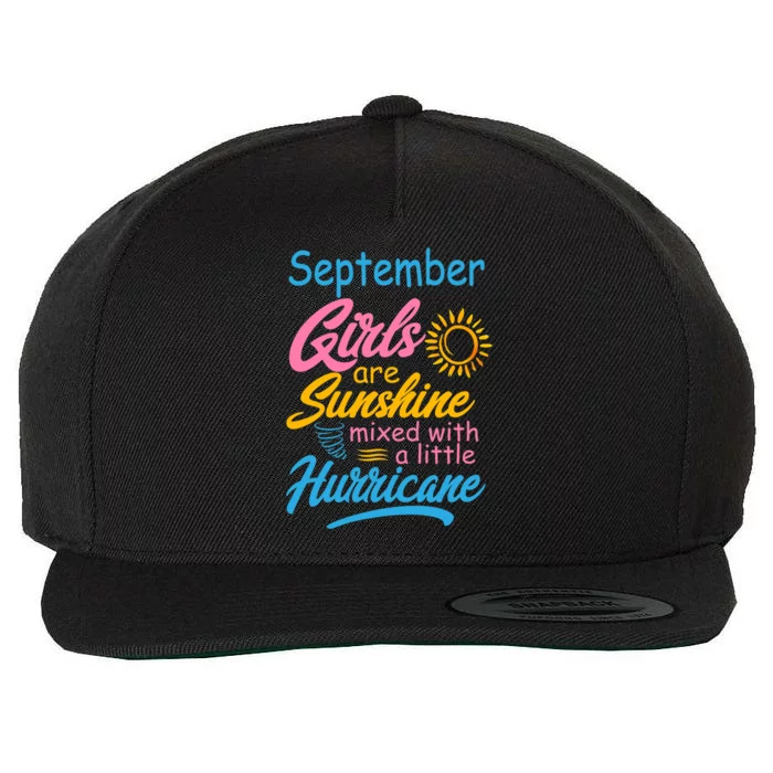 September Girls Are Sunshine Mixed With Hurricane Sunflower Meaningful Gift Wool Snapback Cap