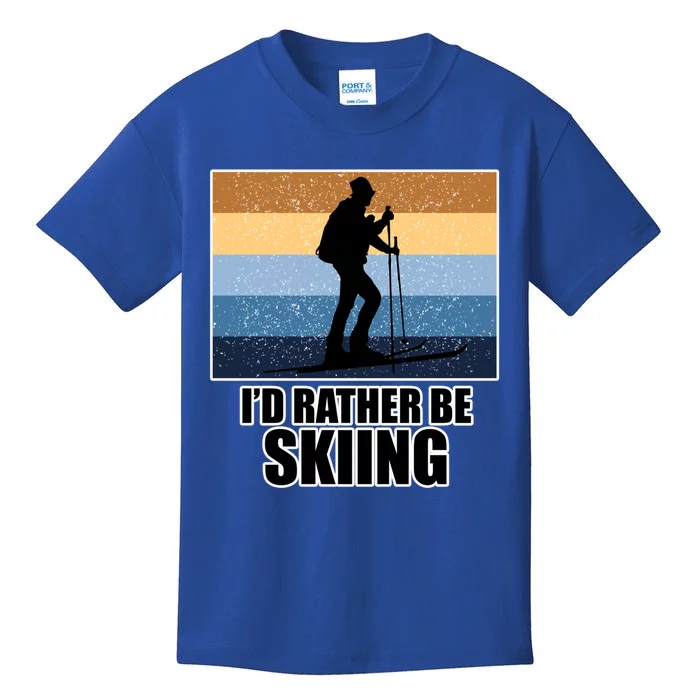 Ski Gift And Id Rather Be Skiing Gift Kids T-Shirt