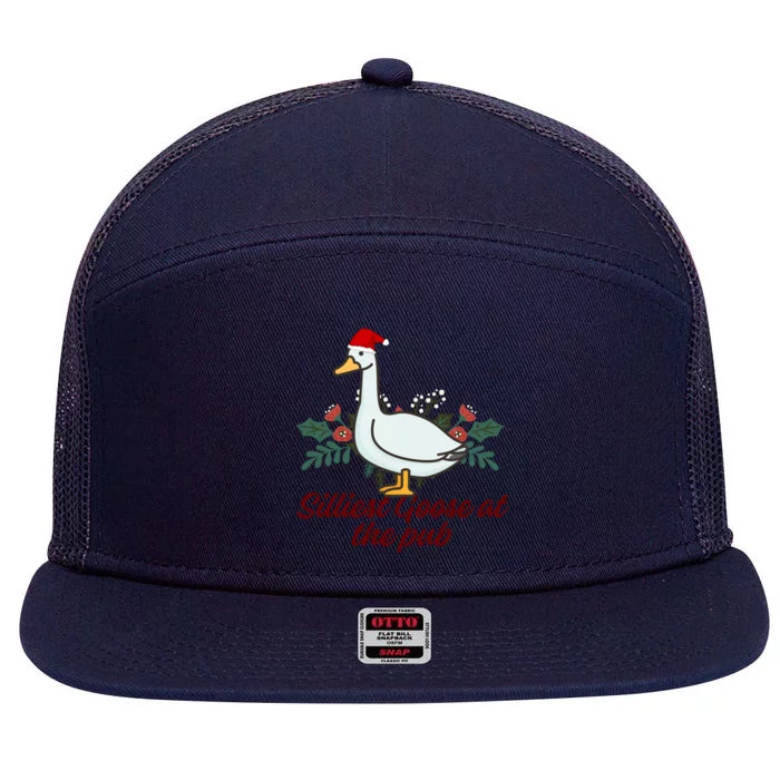 Silliest Goose At The Pub Merry Christmas 7 Panel Mesh Trucker Snapback Hat