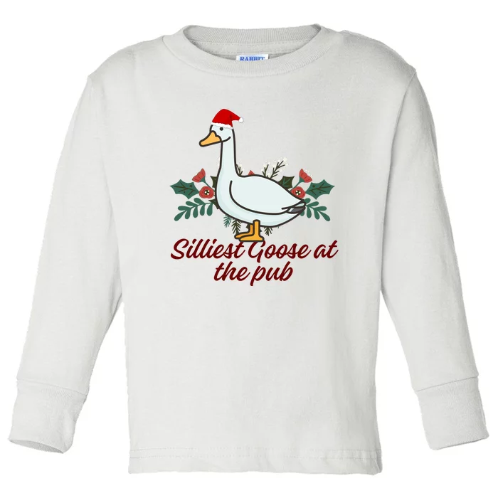 Silliest Goose At The Pub Merry Christmas Toddler Long Sleeve Shirt