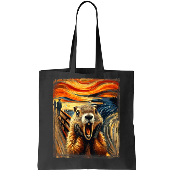 Scream Groundhog | Artistic Groundhog Day Tote Bag