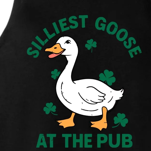 Silliest Goose At The Pub Whimsical Laughter Shamrock Irish Ladies Tri-Blend Wicking Tank