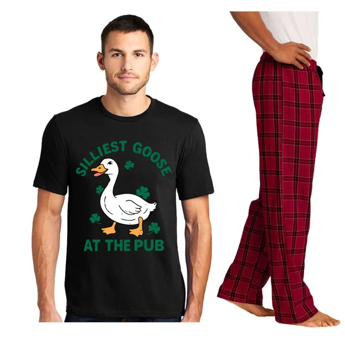 Silliest Goose At The Pub Whimsical Laughter Shamrock Irish Pajama Set