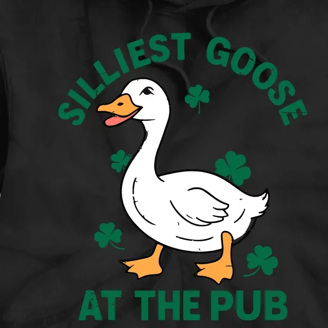 Silliest Goose At The Pub Whimsical Laughter Shamrock Irish Tie Dye Hoodie