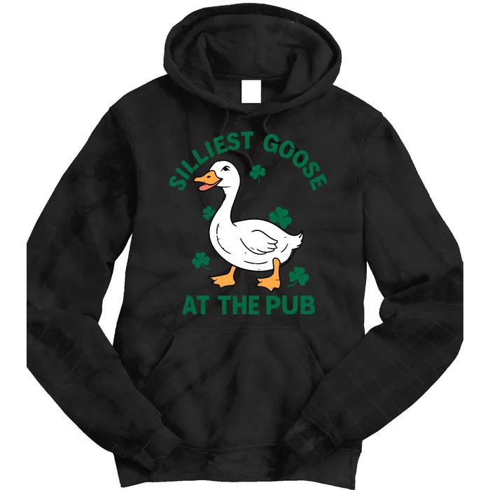 Silliest Goose At The Pub Whimsical Laughter Shamrock Irish Tie Dye Hoodie