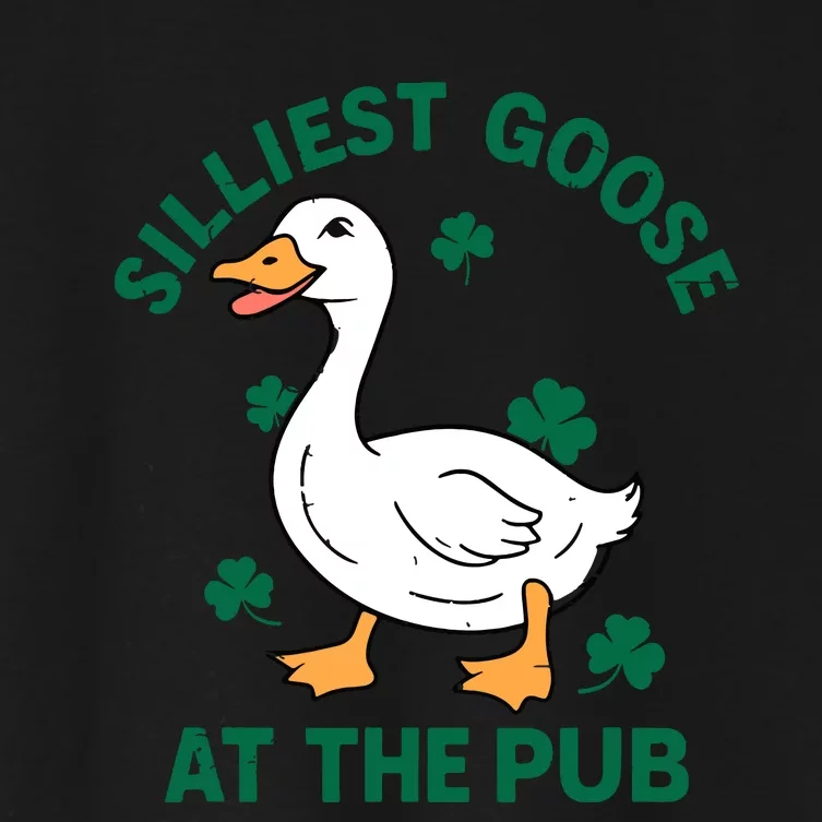 Silliest Goose At The Pub Whimsical Laughter Shamrock Irish Women's Crop Top Tee