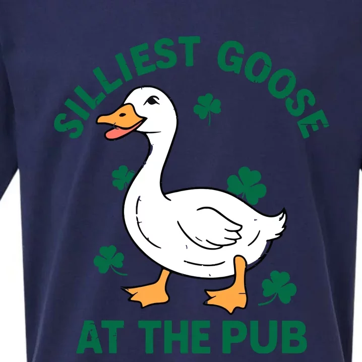 Silliest Goose At The Pub Whimsical Laughter Shamrock Irish Sueded Cloud Jersey T-Shirt