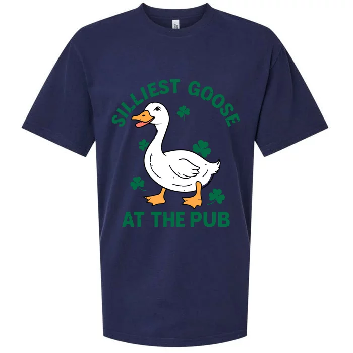 Silliest Goose At The Pub Whimsical Laughter Shamrock Irish Sueded Cloud Jersey T-Shirt