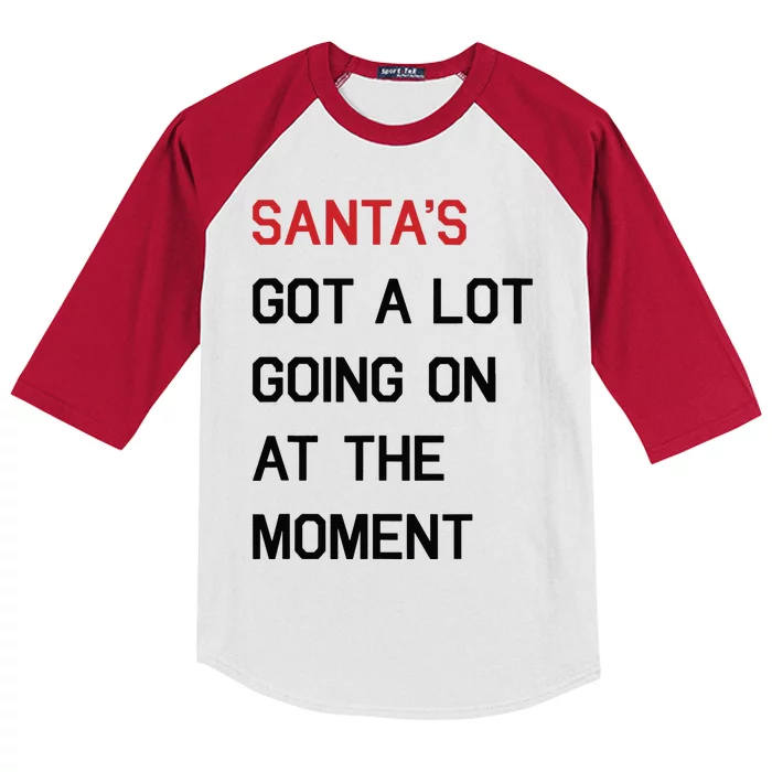 Santa Got A Lot Going On At The Moment Kids Colorblock Raglan Jersey