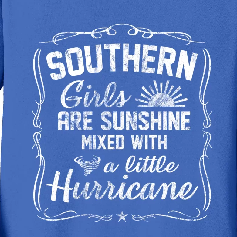 Southern Girls Are Sunshine Mixed With A Hurricane Gift Kids Long Sleeve Shirt