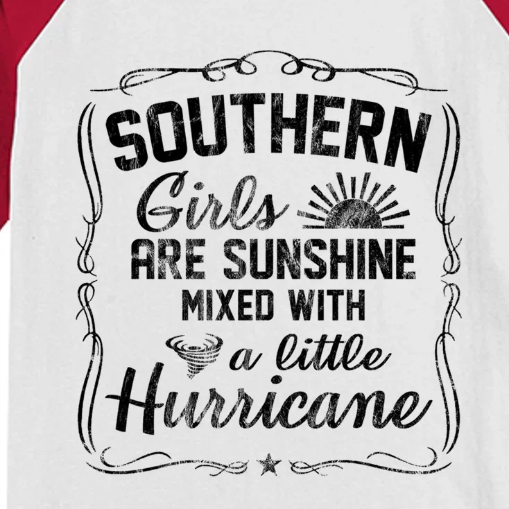 Southern Girls Are Sunshine Mixed With A Hurricane Gift Kids Colorblock Raglan Jersey