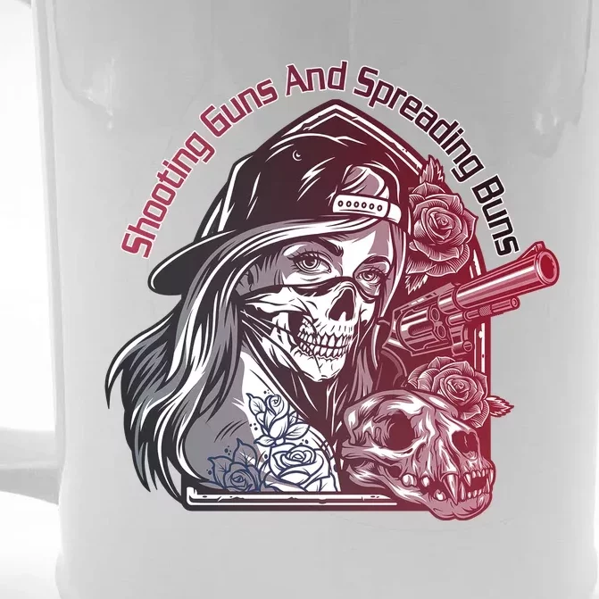 Shooting Guns And Spreading Buns Front & Back Beer Stein