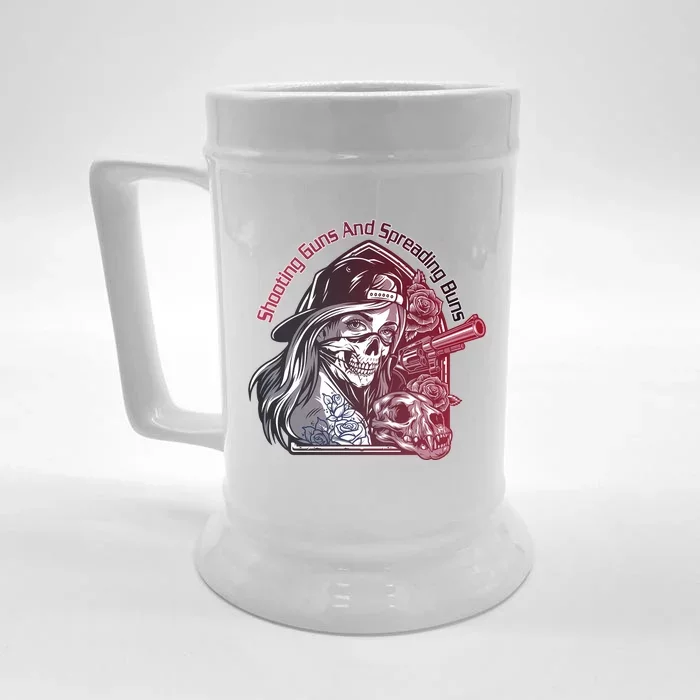 Shooting Guns And Spreading Buns Front & Back Beer Stein