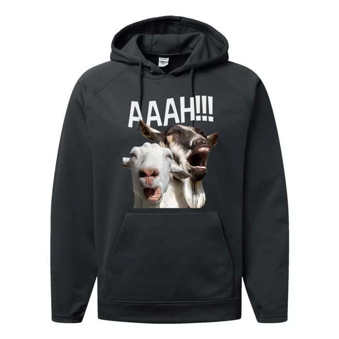 Screaming Goats AAAH!!! Funny Crazy Goat Lover Print Performance Fleece Hoodie