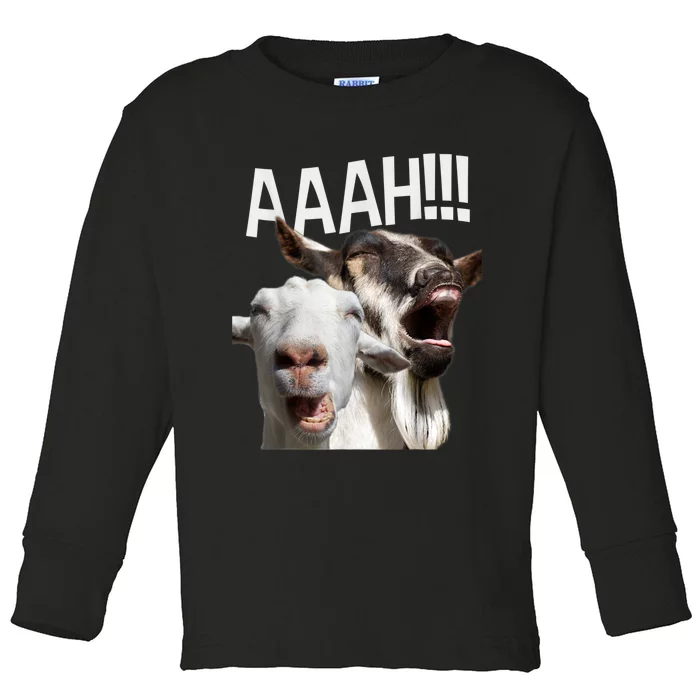 Screaming Goats AAAH!!! Funny Crazy Goat Lover Print Toddler Long Sleeve Shirt