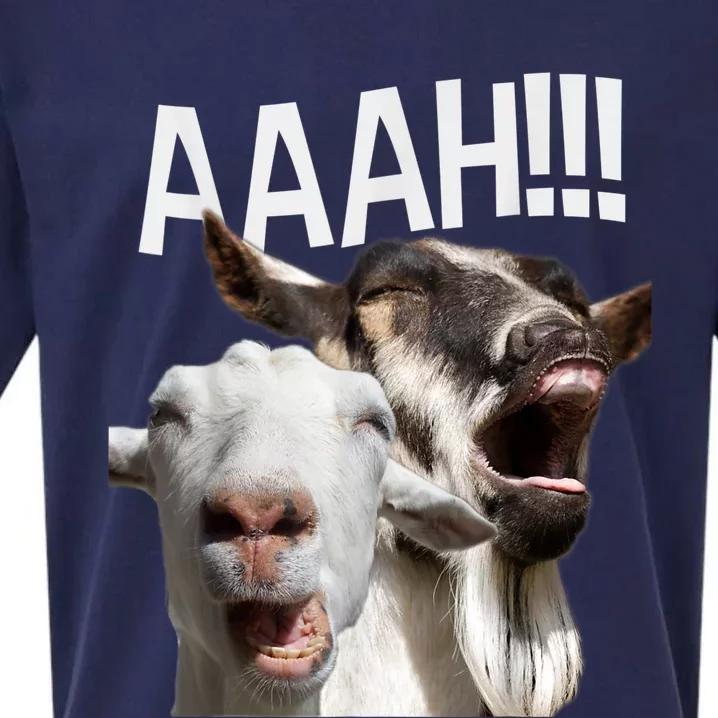 Screaming Goats AAAH!!! Funny Crazy Goat Lover Print Sueded Cloud Jersey T-Shirt