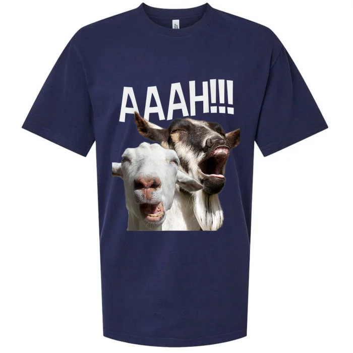 Screaming Goats AAAH!!! Funny Crazy Goat Lover Print Sueded Cloud Jersey T-Shirt