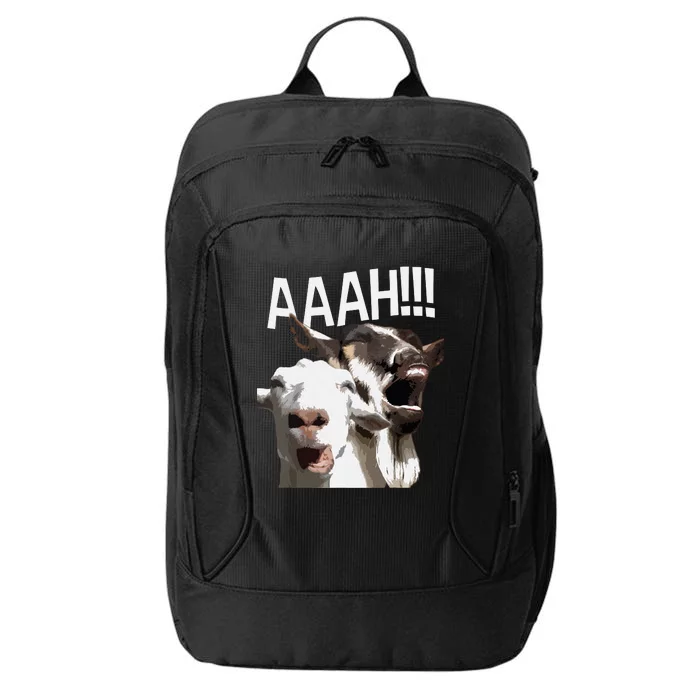 Screaming Goats AAAH Funny Crazy Goat Lover Print City Backpack