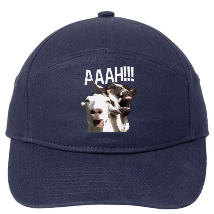 Screaming Goats AAAH Funny Crazy Goat Lover Print 7-Panel Snapback Hat