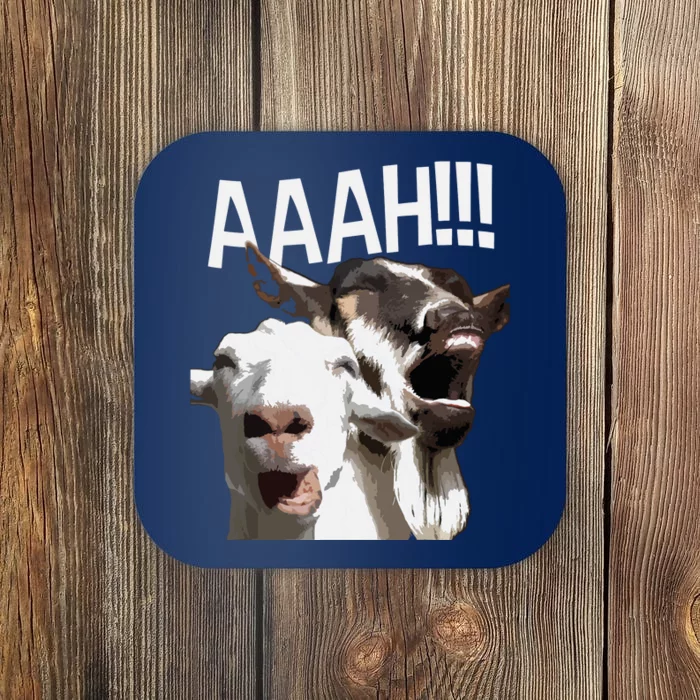 Screaming Goats AAAH Funny Crazy Goat Lover Print Coaster