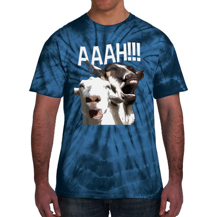 Screaming Goats AAAH Funny Crazy Goat Lover Print Tie-Dye T-Shirt