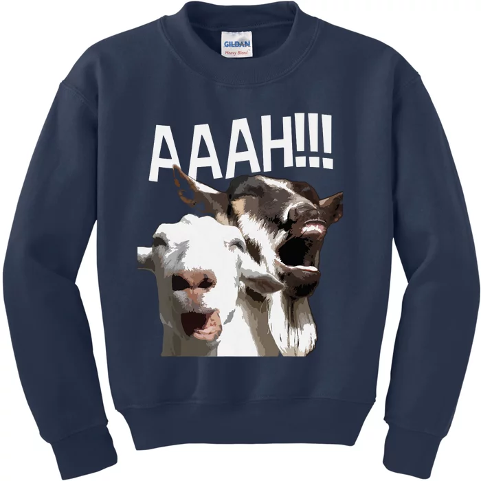 Screaming Goats AAAH Funny Crazy Goat Lover Print Kids Sweatshirt