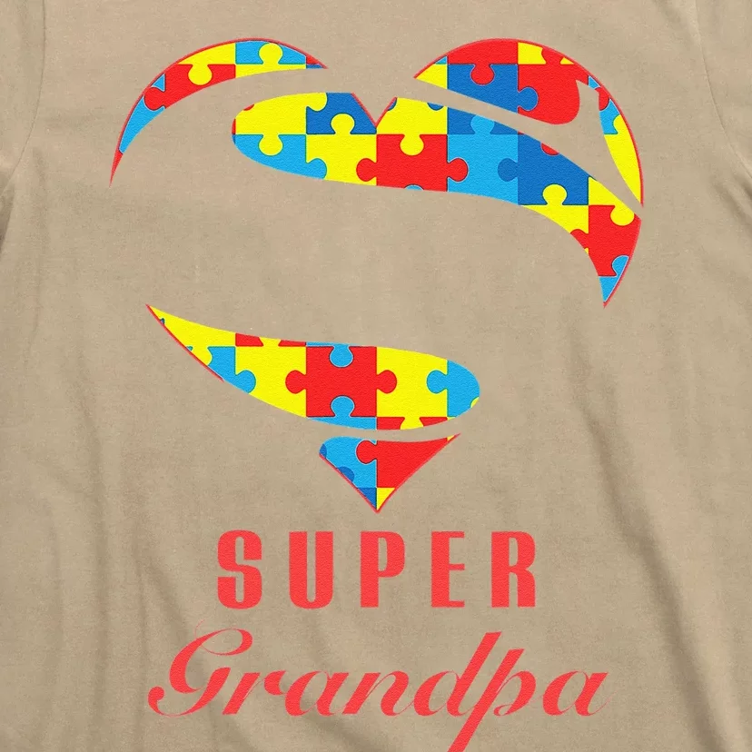 Super Grandpa Autism Awareness Gifts Autism Heart T-Shirt