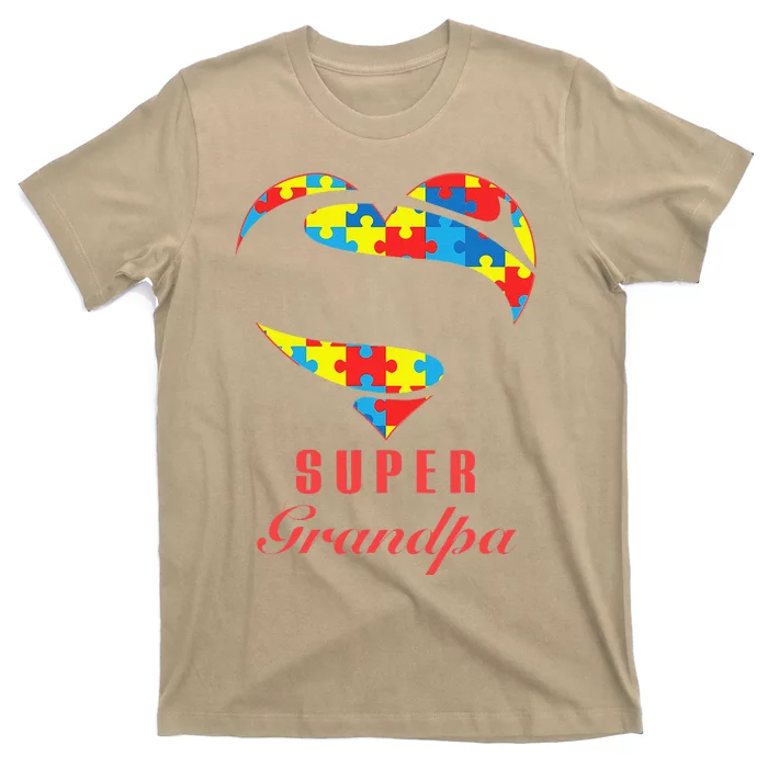 Super Grandpa Autism Awareness Gifts Autism Heart T-Shirt