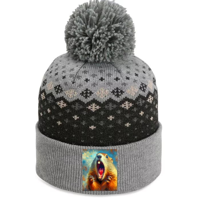 Scream Groundhog Artistic Groundhog Day The Baniff Cuffed Pom Beanie