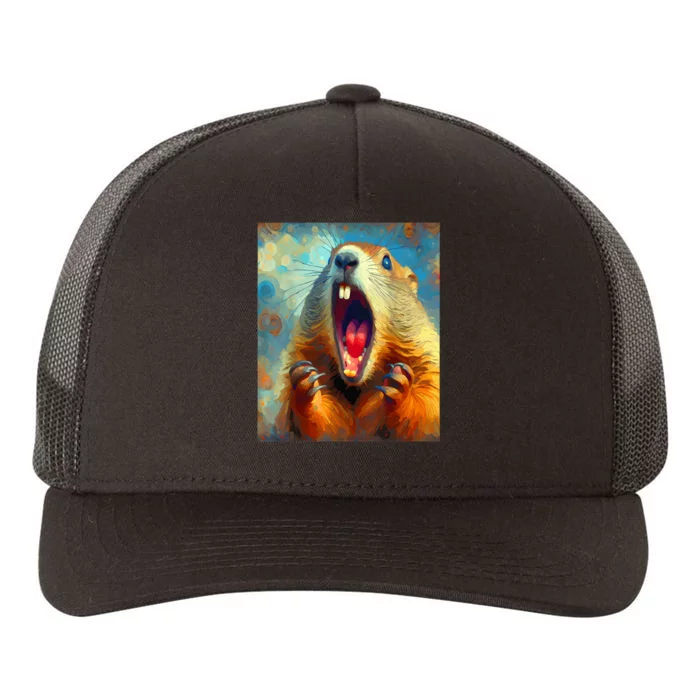 Scream Groundhog Artistic Groundhog Day Yupoong Adult 5-Panel Trucker Hat