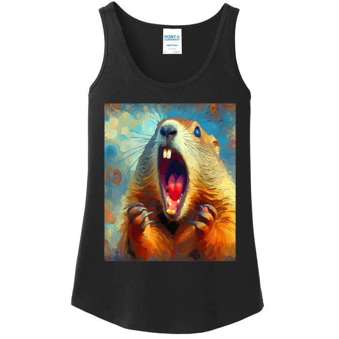 Scream Groundhog Artistic Groundhog Day Ladies Essential Tank