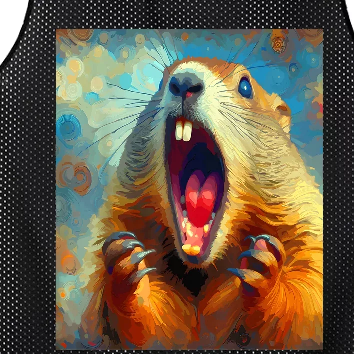 Scream Groundhog Artistic Groundhog Day Mesh Reversible Basketball Jersey Tank